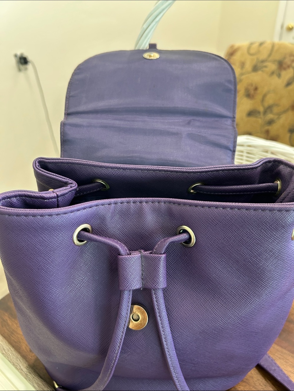 MONAT Purple Mini Backpack with Drawstring Flap - Picture 2 of 7